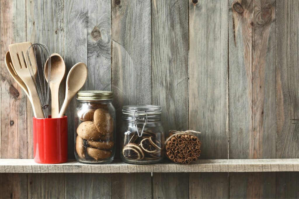 a reclaimed wooden shelf